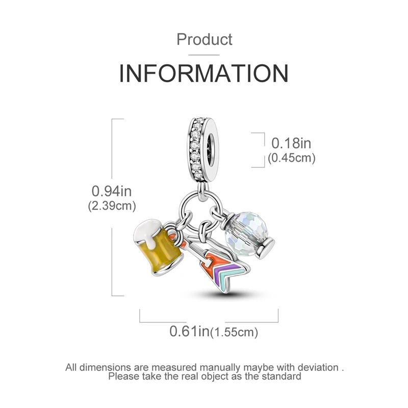 Charms Copperchampagne Guitar Music Party Beads Fit Charms Plataoriginal Bracelet Women Jewellery Making Fine Gifts