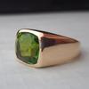 Cushion Cut Green Peridot 925 Sterling Silver Rose Gold Overlay Ring Jewelry