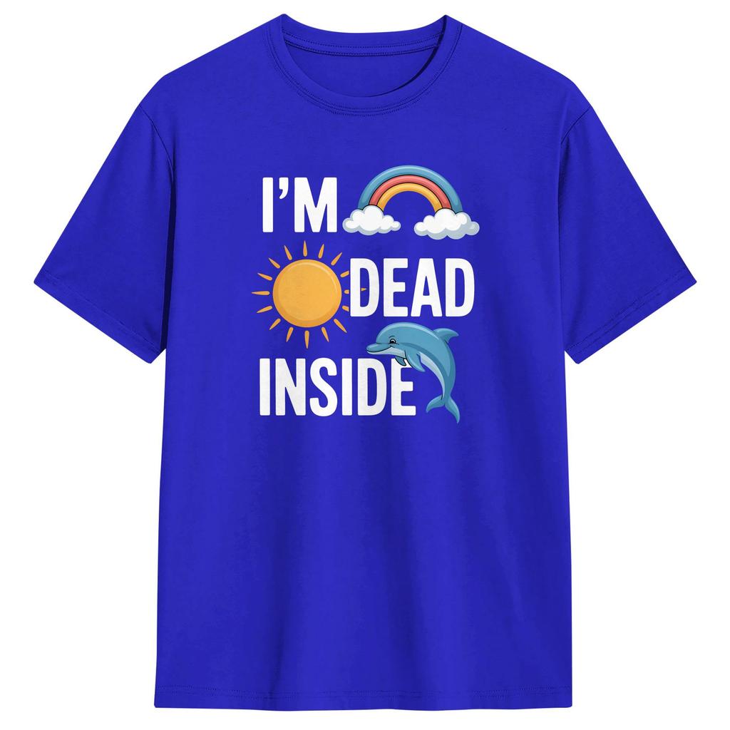 IM Dead Inside Cotton TShirt For Unisex Summer Y2K Basic TShirts Crew Neck Hippie Tee Shirt Big Size Custom Logo Clothes