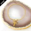 Glory_Arden [Unisex] Cross Gold Box Chain Bracelet / Ghmb-214