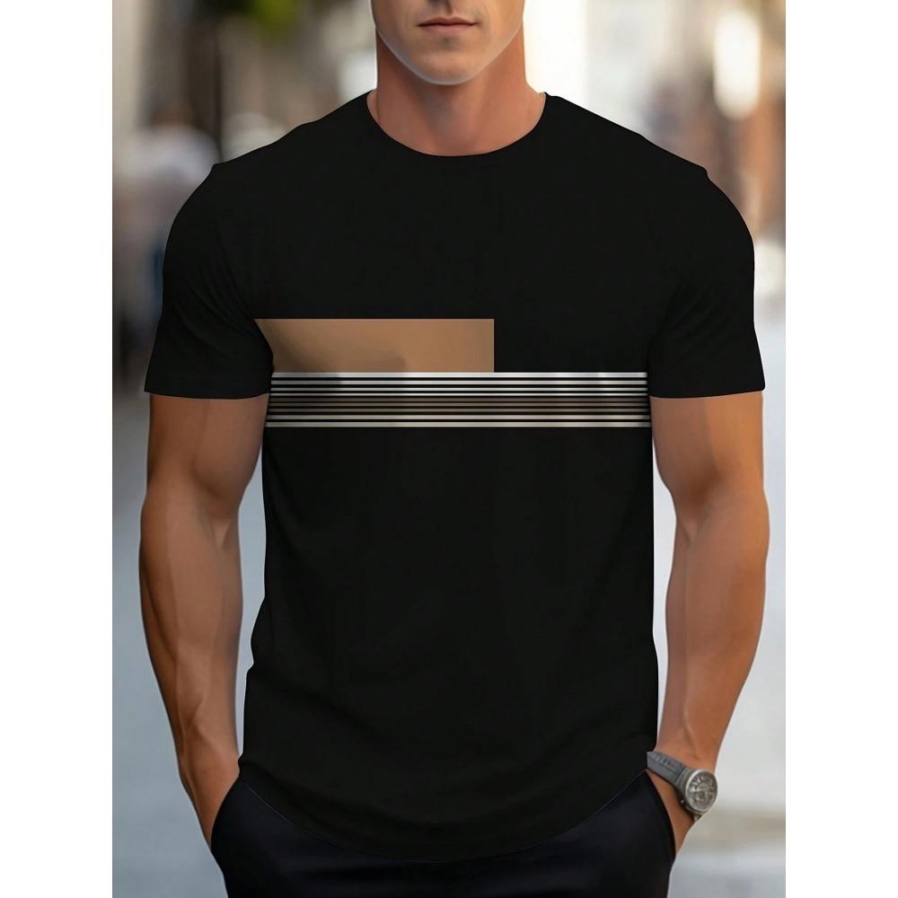 Sommer Herren Freizeit Sport locker übergroß einfach Buchstabenmuster bedruckt Rundhals Kurzarm T-Shirt Top