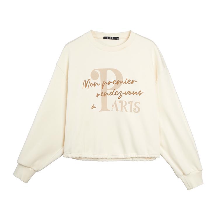 ELLE French Letter Embroidered Fashion Design Casual Loose Versatile Long Sleeve Sweatshirt Women sweatshirt EW53156