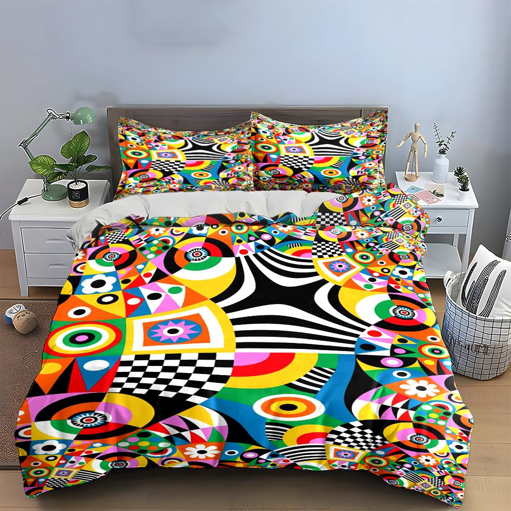 Colorful Geometric Abstract Bedding Set Bedding Set (1 Duvet Cover, 2 Pillowcases, Duvet Not Included)