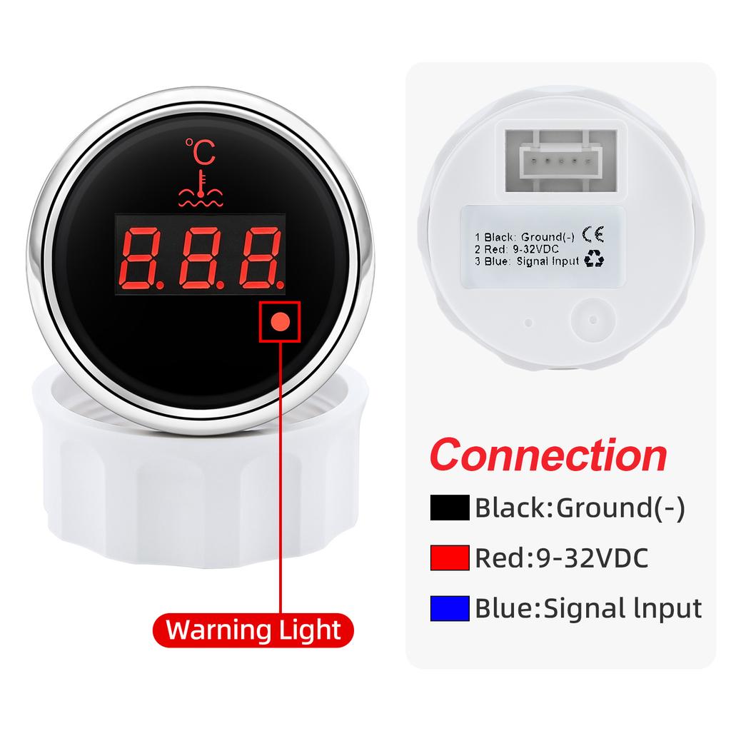 0~120 stopni Celsjusza Wskaźnik Temperatury Wody 52MM Samochodowy Miernik Temperatury Wody Samochodowy Wodoodporny Termometr Wskaźnik z Czujnikiem Wody 1/8 NPT