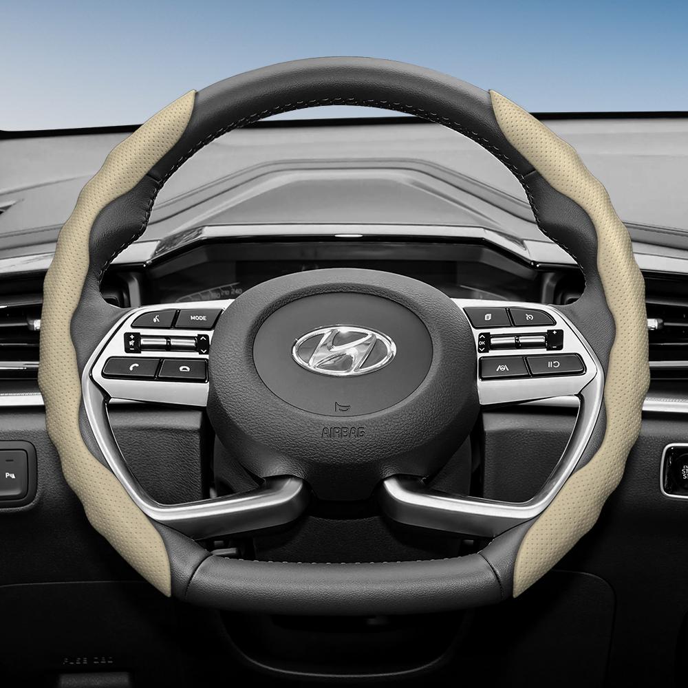 Adatto per Coprivolante Hyundai con Design Sportivo Ondulato, Pelle Traspirante, Segmentato Antiscivolo, Copertura Protettiva Assorbi Sudore per I30