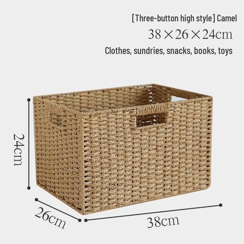 Japanese Style Large Rattan Storage Basket for Clothes, Toys, and Snacks