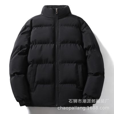 Vêtements rembourrés en coton de couleur unie à col montant pour hommes hiver nouveau épaissi chaud vêtements pain ins ample flow coton vêtements veste