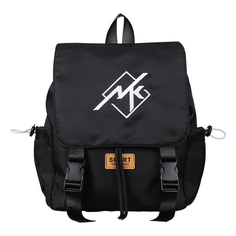 Stylish Korean Inspired Simple Solid Color Children Backpack For School With Durable Nylon Material чёрный