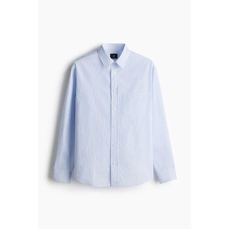

HM Men s Shirt Fall 2025 New Arrival Long Sleeves Business Commute Standard Poplin Shirt 1285018 Light blue/Stripes 001 165/84