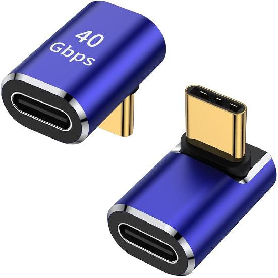 AuviPal USB C 90 Degree Adapter (2 Pack), Up and Down Right Angle L Shape USB Type C Male to Female Connector for Steam Deck, ROG Ally, MacBook,