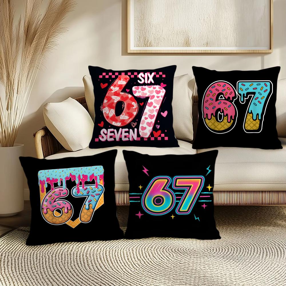 Six Seven Cushion Cover Soft Short Plush Pillow Cover Smooth Cozy Texture Aesthetic Cushion Case Home Decor