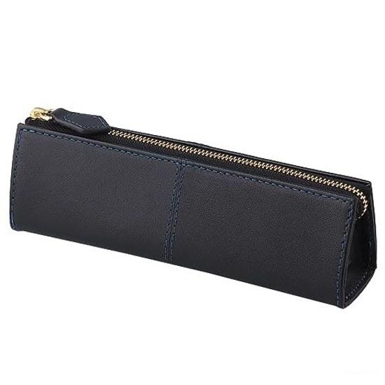 Diablo Pen Case Mens Pencil Box Leather Triangle Design Color KA-517 (BlackBlue)