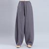 High-Waisted Japanese Drapey Lantern Harem Pants - Retro Cotton Linen, Elastic Waist, Loose Fit