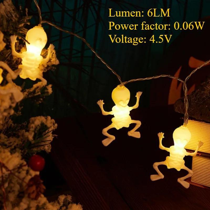 Halloween Skull String Lights LED Spooky Ghost Battery Operated Fairy Lights for Indoor Outdoor Home Yard Horror Party Decor