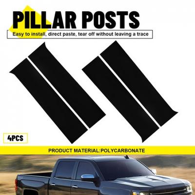 4x Black Pillar Posts For 14-2018 Chevy Silverado 1500 Trim Piano Cover Window N