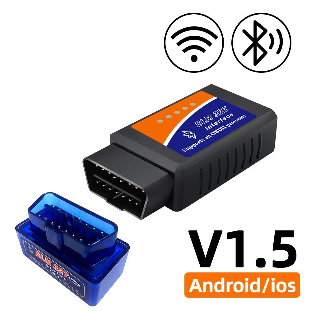 

OBD2 сканер ELM327 автомобильный диагностический детектор инструмент для считывания кодов V1.5 WIFI Bluetooth OBD 2 для IOS Android инструменты для автоматического сканирования чёрный