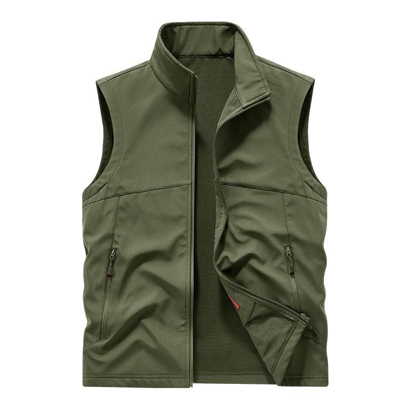 Multi-pocket Coat Men s Work Outdoor Sleeveless Breathable Fishing Jacket 2XL армия зеленый