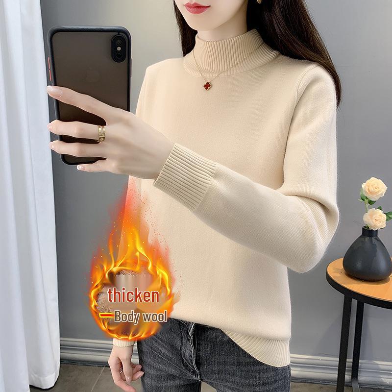 Women's Trendy Thickened Knit Pullover: 2025 Autumn/Winter Long Sleeve Round Neck Sweater