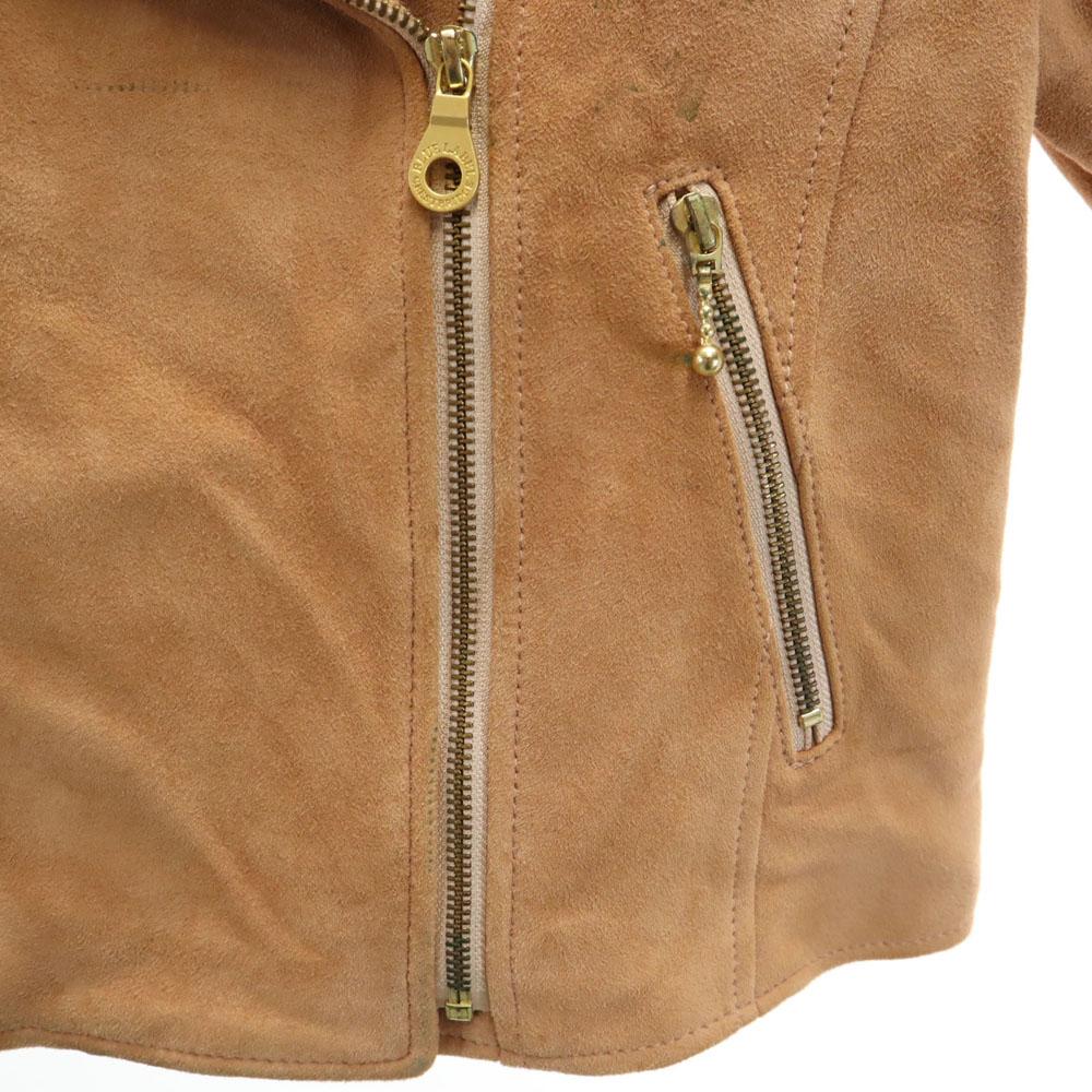 BLUE LABEL CRESTBRIDGE Suede Leather Riders Jacket 38 Beige Brown Women Used