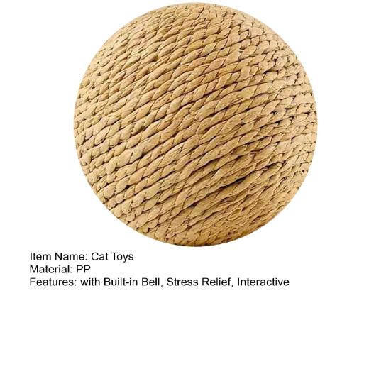 Faux Sisal Cat Ball Toy, 8CM Large Sisal Scratch Ball with Built-in Bell, Interactive Cat Play Toy, Bite-Resistant Cat Toy