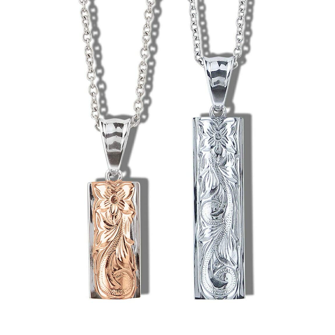 

Hawaiian Jewelry Pair Necklace Stainless Steel Accessory Double Plate Rose Gold Silver Azuki Chain 45cm 50cm [Alohalokahi] Women s Men s