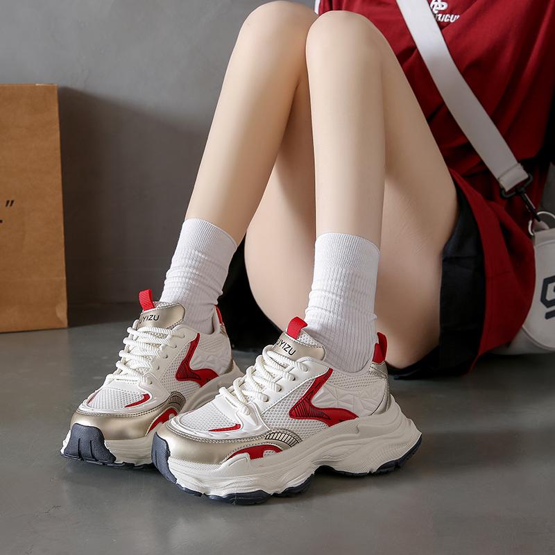 Thick Soles High Height Summer Women's Shoes with Round Toe Straps Sneakers Retro Breathable Mesh Casual Shoes Zapatillas Mujer