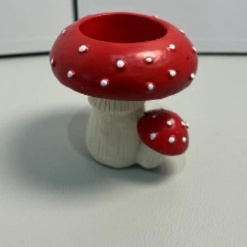 1pcs Simulation Mushroom Home Decor Mushroom Candle Holder Resin Craft Ornament Desktop Decorative Figurine for Home Tabletop красный