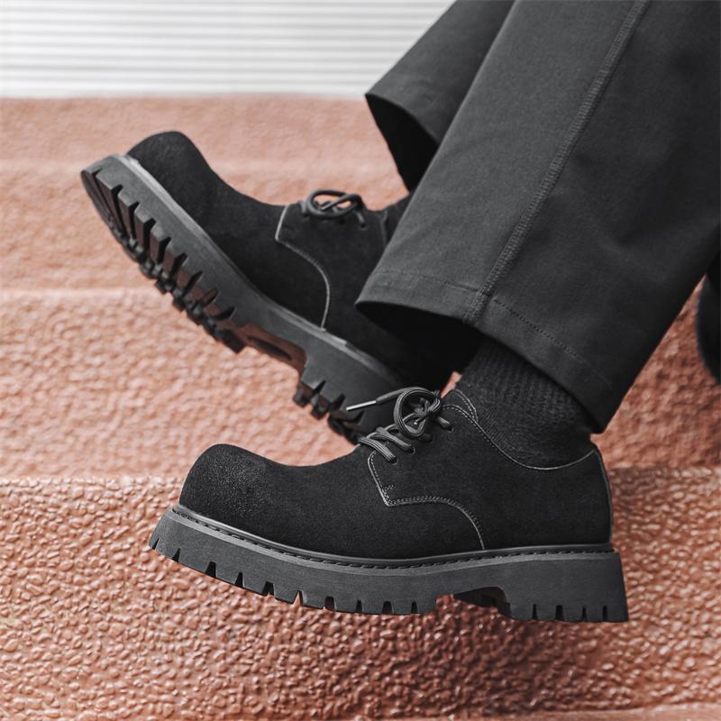 Autumn and winter thick soled men's shoes Minimalist retro British style Work and Party Leisure Business Lace up shoes