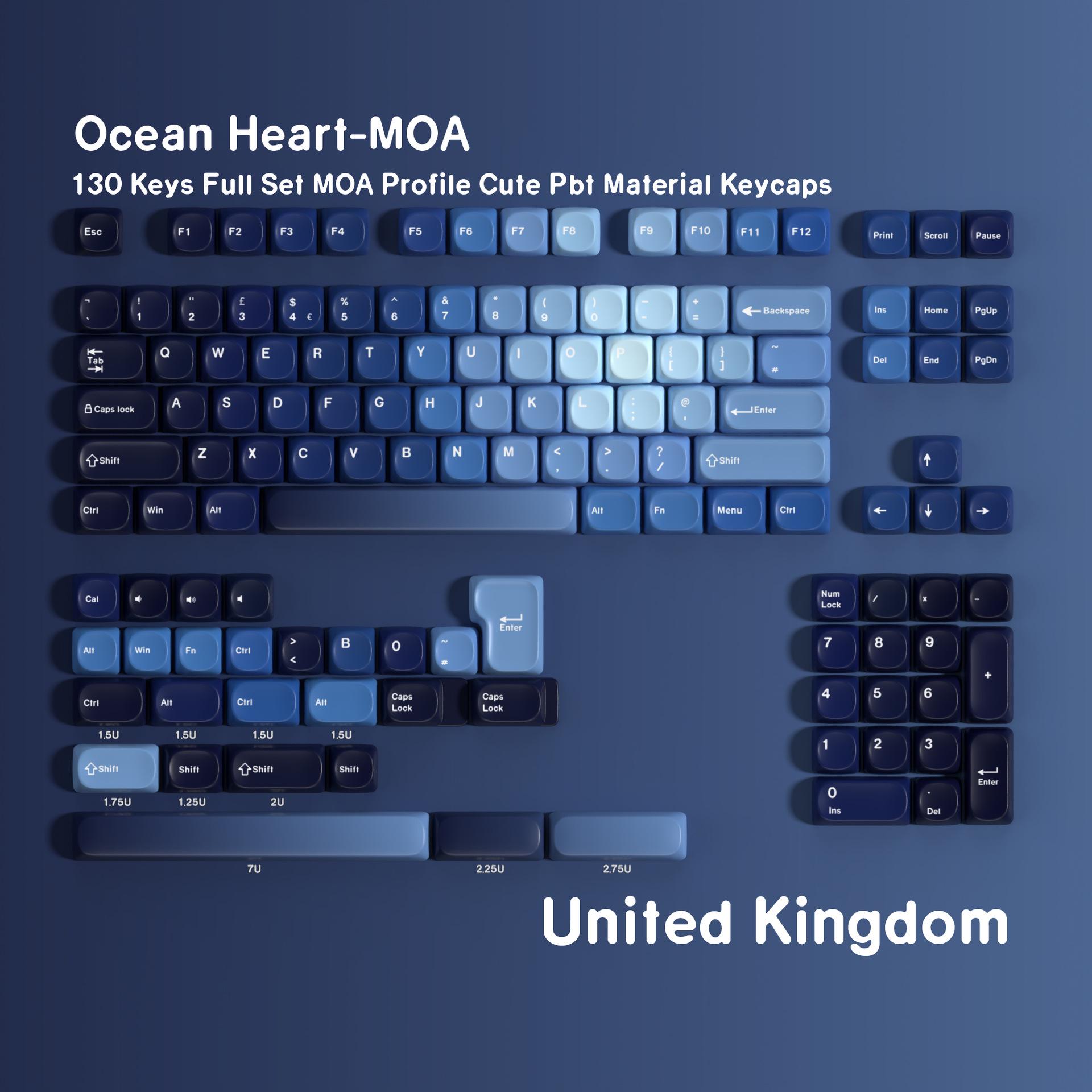 

MOA Sea Heart PBT Dye-Sublimation Keycaps, Korean & Russian Phonetic Layout, European Standard, Full Set