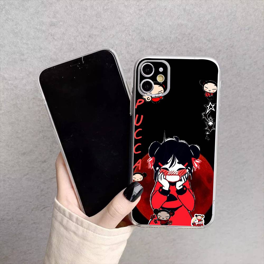 Chinese Doll Pucca And Garu Phone Case For iPhone17,16,15,14,13,12,11 Plus,Pro Max Soft Transparent Cover