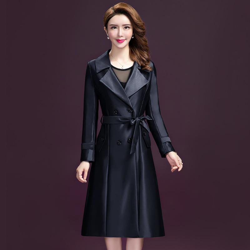 Spring New Korean Fashion Trench Women's Mid Length Slim Fit Knee Length Women's Coat