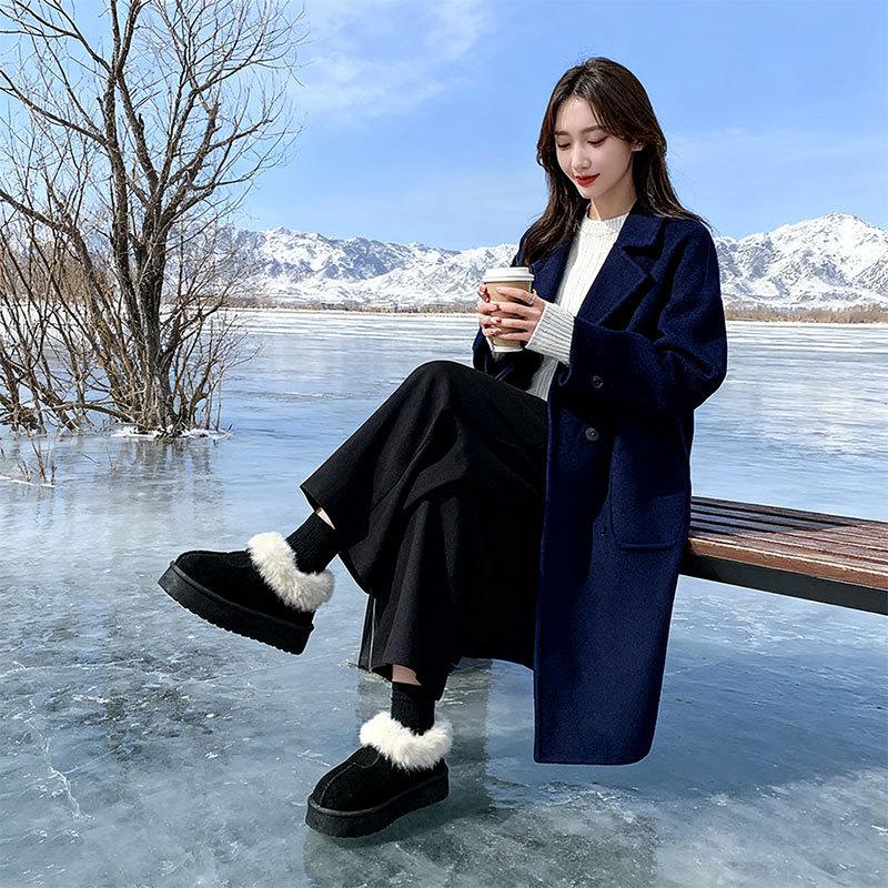 thick-soled snow boots women's autumn and winter new piled thickened large cotton shoes bread fluffy shoes