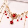 Tassel Chain Rhinestone Necklace Water Droplet Shiny Choker Retro Clavicle Chain  Bridal
