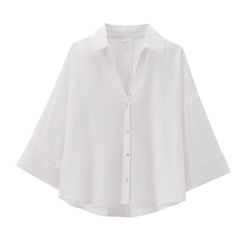 Kaslead New Women Clothes Western Style Versitile Fashion Blended Wide Sleeve Shirts 2363801