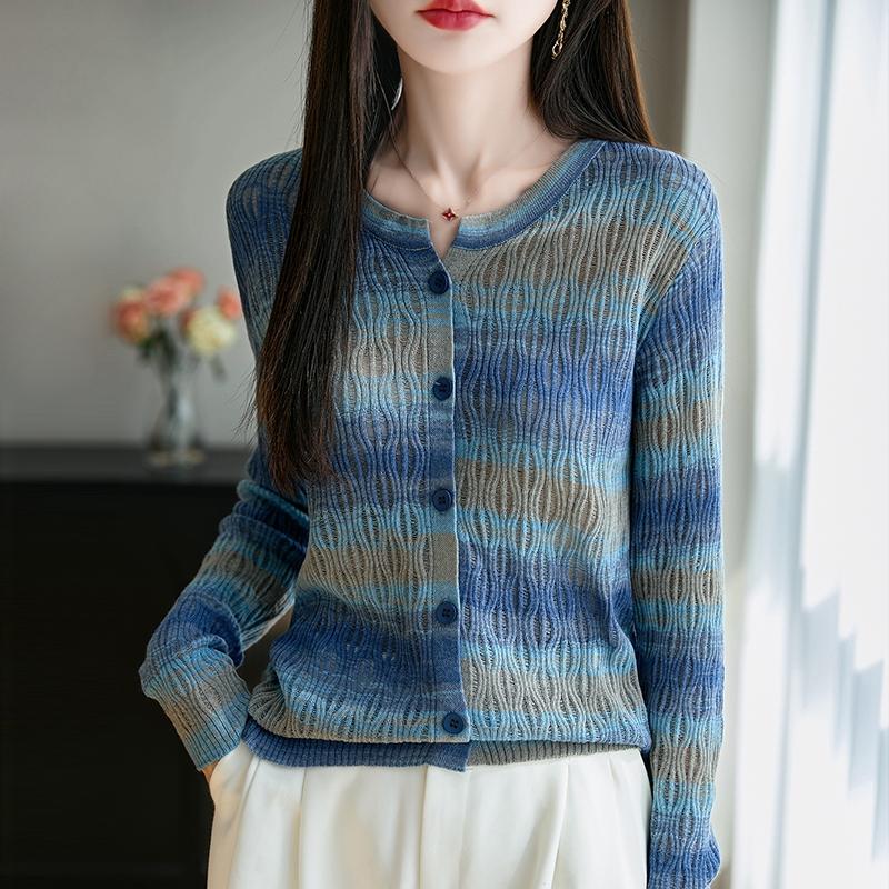 Cardigan ușor, 50% lână, 50% mătase de dud, pentru femei - tricotaje versatile pentru 4 sezoane pentru confort și stil pe tot parcursul anului