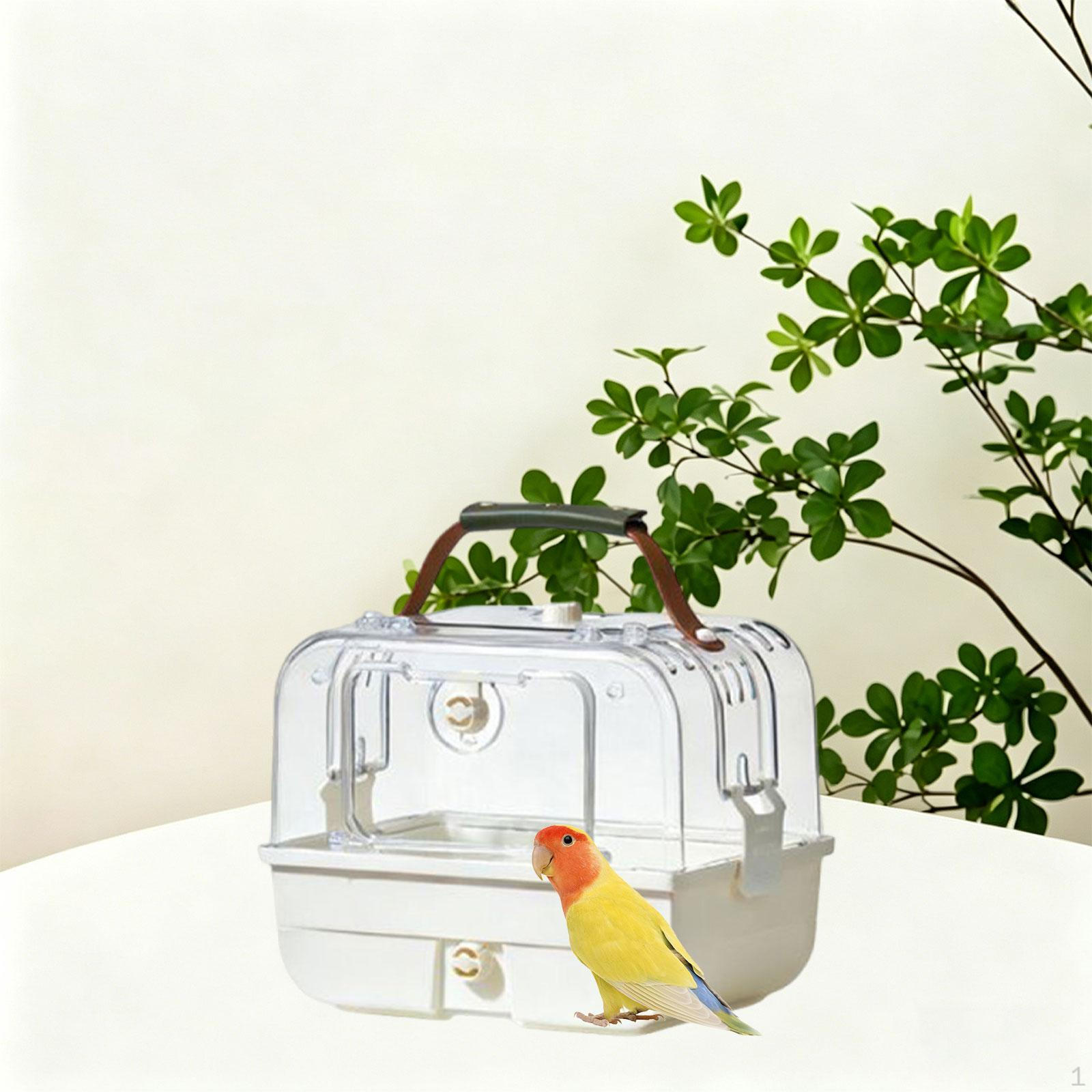 

Carrier Parrot Cage Durability Pet Supplies Portable, with Handle for Cockatiel Lovebirds, Parrot, White