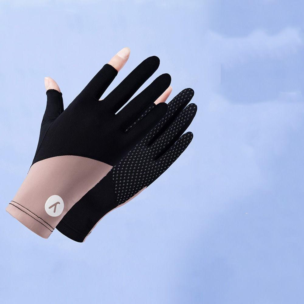 Anti-UV Ice Silk Gloves Touch Screen Sunscreen Gloves Fashion Mittens  Summer