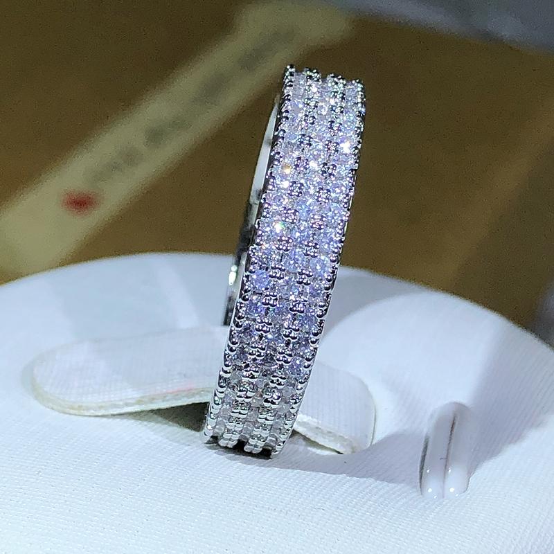 Eternity Female Ring  Sterling Copper Micro Pave AAAAA Zircon Cz Wedding Band Rings for Women Bridal Party Jewelry Gift