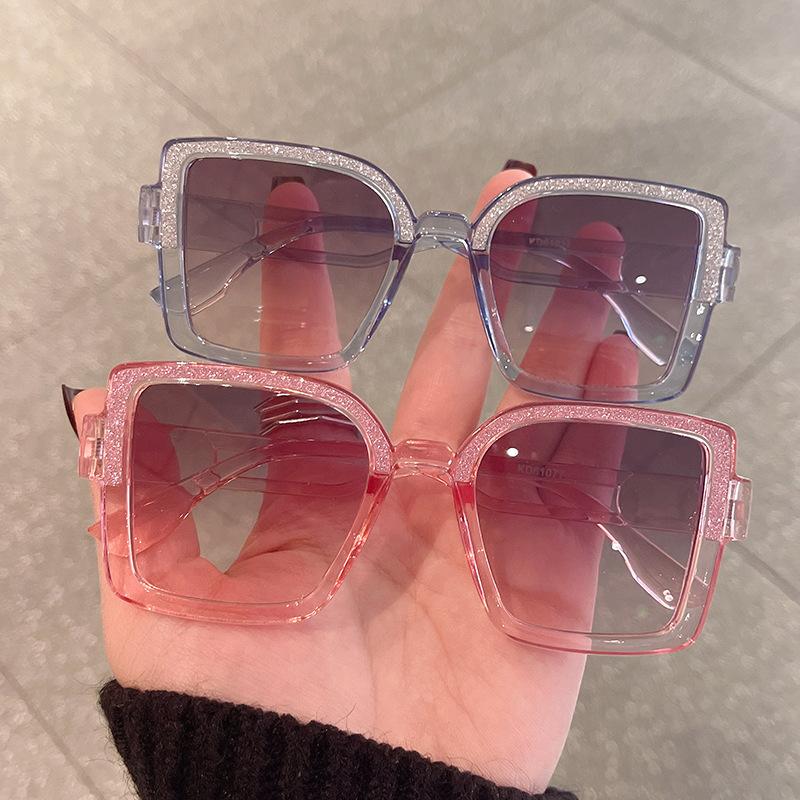 Children's square sequined sunglasses, children's fashion trend eye protection sunglasses, cute glasses for boys and girls