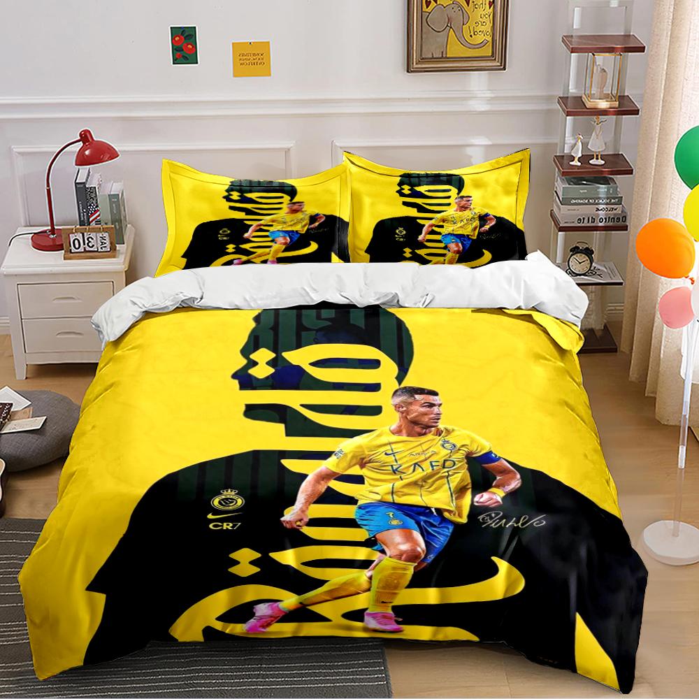 Soccer-Themed Bedding Set Bedding set (1 duvet cover, 2 pillowcases, duvet not included)