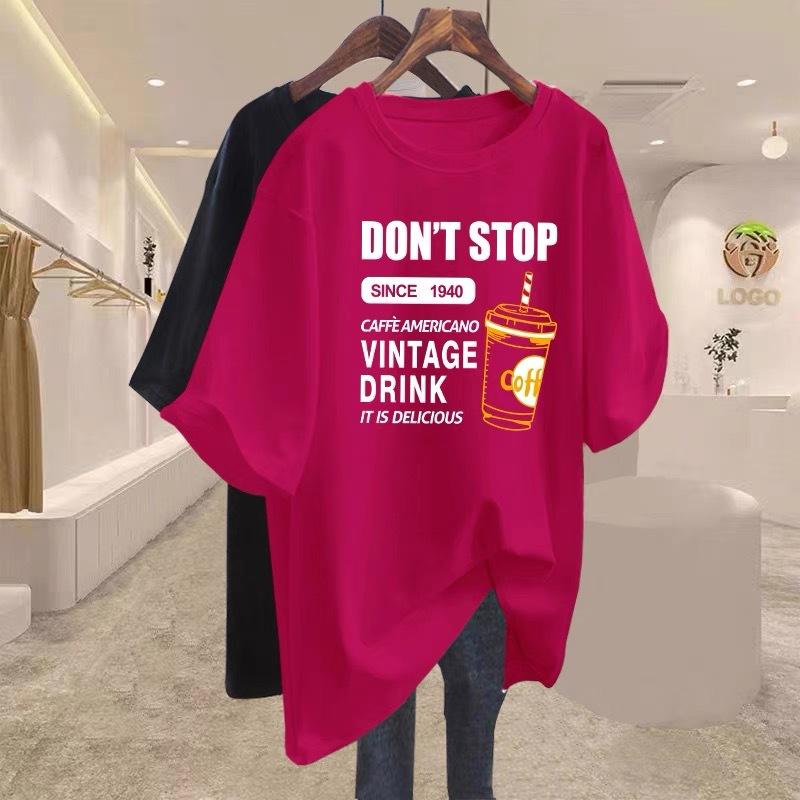 

2025 нова бавовняна футболка з коротким рукавом жіноча літня універсальна вільна в іноземному стилі з принтом базова футболка топ з напіврукавом інс тренд XXXXL