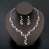 Exquisite Fashion Rhinestone Bride Zircon Sets Women Luxury Flower Choker Necklace Earrings Wedding Dress Bridal Necklace Sets