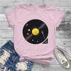 Solar System Vinyl Record Female Shirts Pluto Funny Space Science Loose Vintage Women Tshirts Harajuku Casual Feminine Blusas