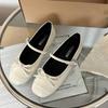 Silver Light Mouth Ballet Flat-soled Single Shoes for Women's 2025 New Summer Skirt French Round Head Mary Jane Shoes