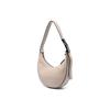 Longchamp Le Roseau Essential 21 Geprägtes Logo Reißverschluss Leder Halbmond Handtasche Damenhandtaschen Mandel 10217968266
