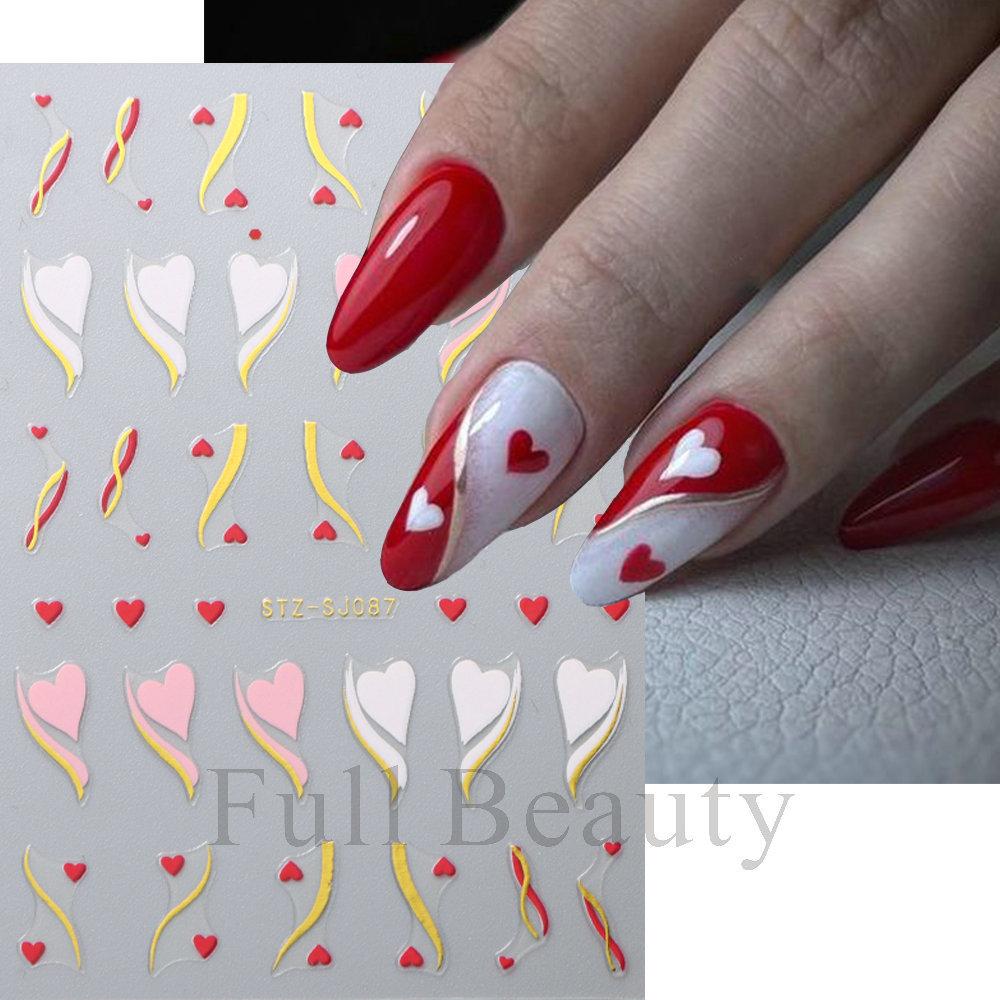 Nail Art Stickers Ins Valentine's Day Glitter Bear Heart Cupid's Arrow Back Adhesive Nail Stickers