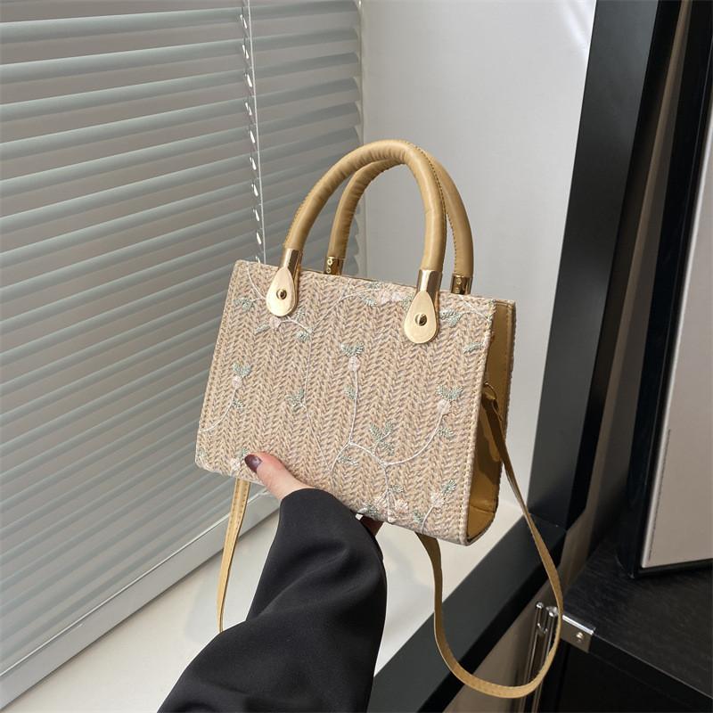 Trendy Street Style Womens Handcrafted Small Square Bag Soft Textured Woven Handbag