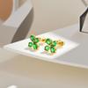 Heart Flower Emerald Green Zircon Stud Earrings Stainless Steel 18K PVD Gold Plated Tarnish Free Tiny Piercing Jewelry