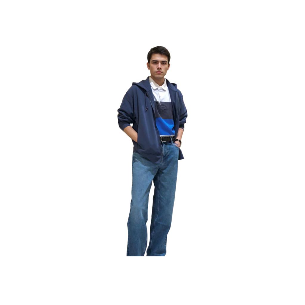 Uniqlo X JW Anderson Collaboration SS25 Embroidered Logo Zippered Loose Fit Hoodie Unisex hoodies Blue 476229-67