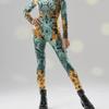 Unisex Cyber Punk Tattoo Patterned Blue Tights Women Backless 3D Digital Bird Printing Halloween Party Role Play Outfit Costume Jumpsuit